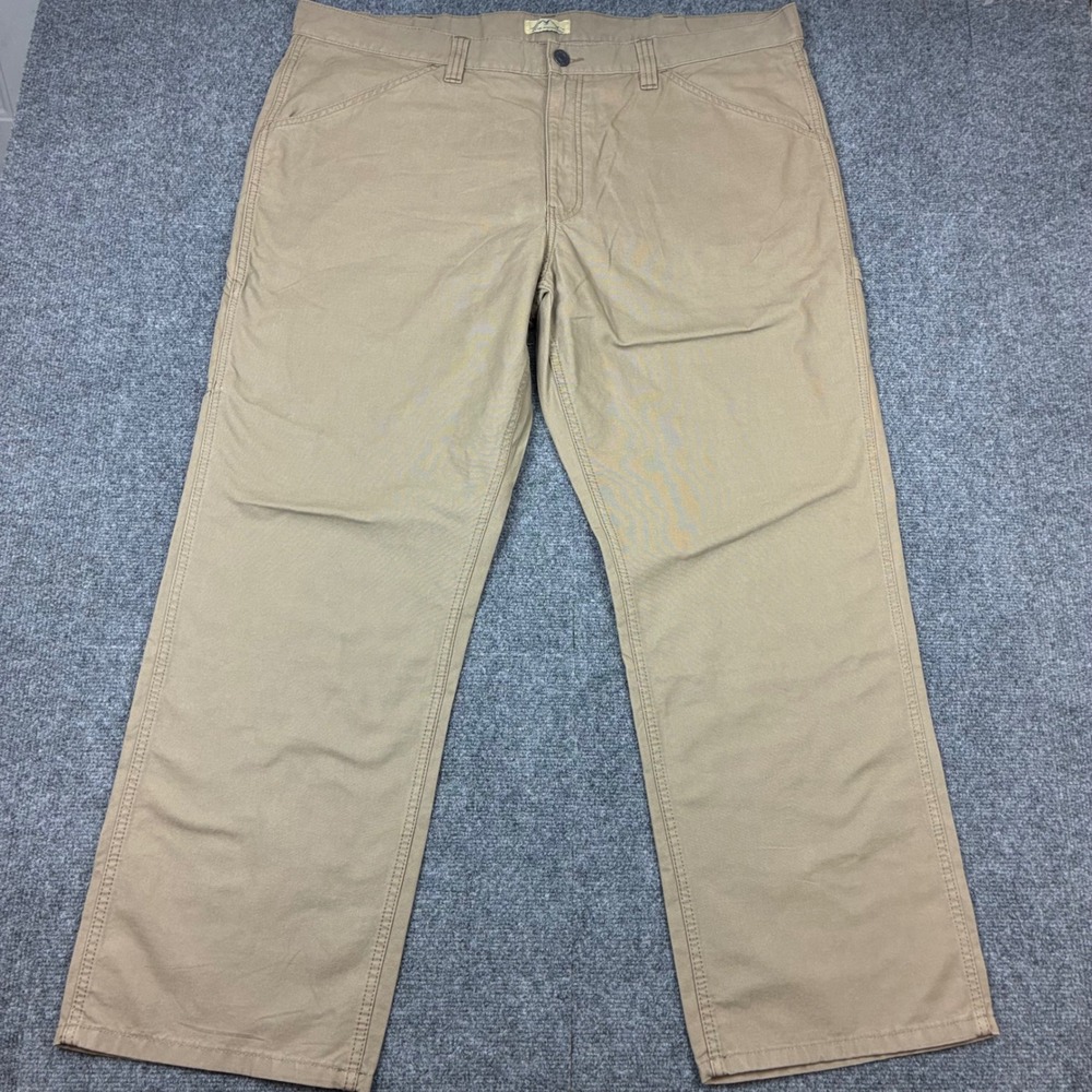 Blue Mountain Mens Size 44x32 Cotton Canvas Carpenter Work Pants Khaki Utility
